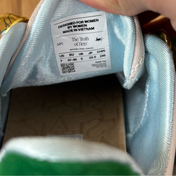 Saysh Two Leather Athletic Shoes Women’s Size US 7 Satin Laces White & Green - Picture 7 of 8